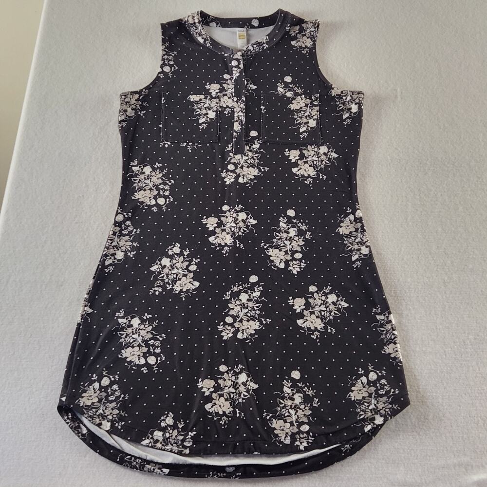 Lole Dress Size S Athletic Sleeveless Casual Knee Length Jersey Knit Navy Floral